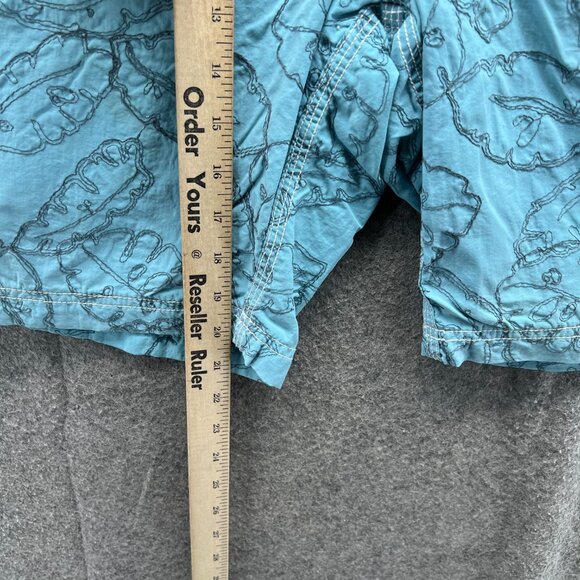 J.Crew Swim Trunks Mens 33 Blue Leaf Print Nylon Board Shorts Drawstring Lined - Picture 4 of 11